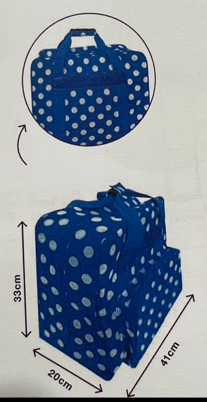 BOLSA DE TRANSPORTE PARA MÁQUINA DE COSER AZUL CON LUNARES